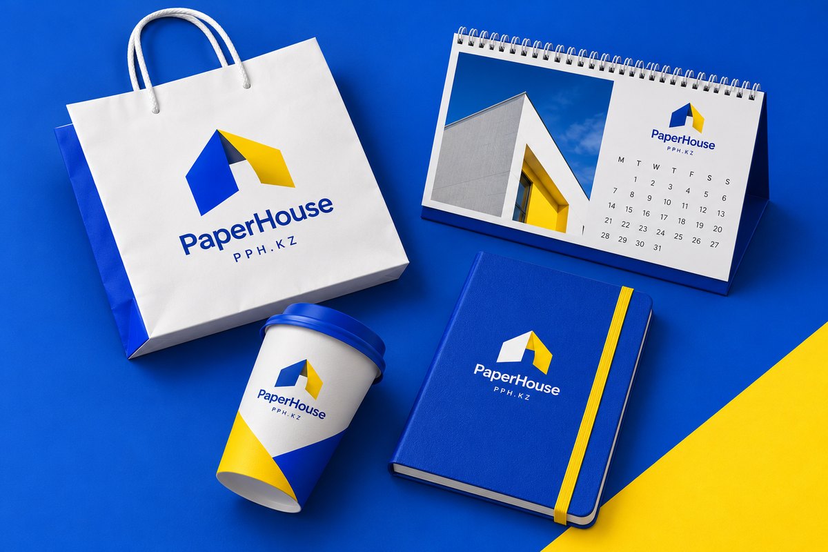 Пакет, календарь, стакан и блокнот с логотипом PIXELPRESS